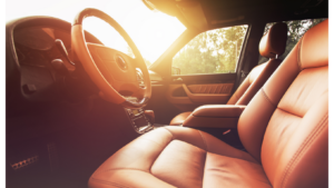 beige car interiors with sun coming in