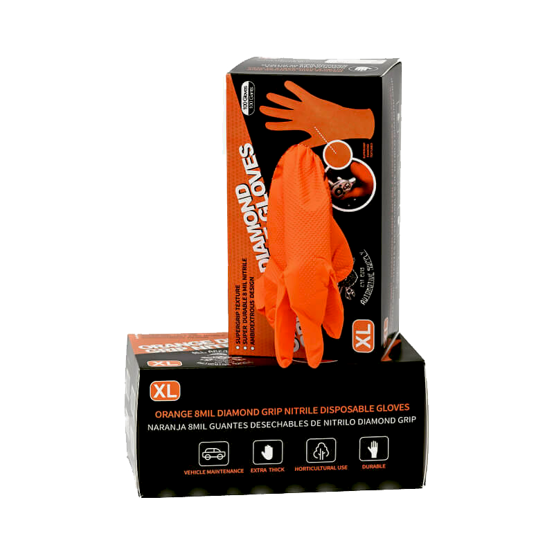 Max-Grip X-Large Nitrile Exam Gloves, 7 mil, Orange, 50/Box, 10