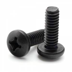 Pan Head Phillips Machine Thread Black Zink Finish License Plate Screw M6 x 16mm.
